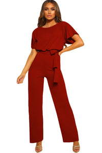 Date Night Blouse Jumpsuit Red - Mystique-Online