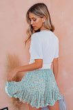 Blue French Floral Mini Skirt - Mystique-Online