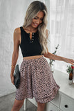 High Waisted Leopard Print  Ruffle Mini Skirt - Mystique-Online