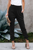 Cotton Pocketed Joggers High Waist Black - Mystique-Online