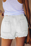 White Fringed Denim Shorts - Mystique-Online