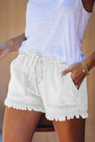 White Fringed Denim Shorts - Mystique-Online