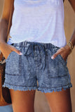 Blue Fringed Denim Shorts - Mystique-Online