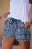 Blue Fringed Denim Shorts - Mystique-Online