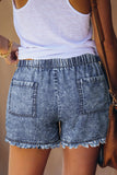 Blue Fringed Denim Shorts - Mystique-Online