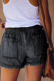 Black Fringed Denim Shorts - Mystique-Online