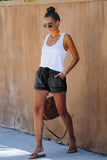 Black Fringed Denim Shorts - Mystique-Online