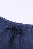 Dark Blue Fringed Denim Shorts - Mystique-Online