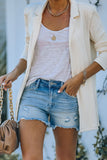 Light Blue Ripped High Rise Denim Shorts with Pockets - Mystique-Online