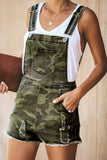 Green Camo Frayed Cotton Distressed Jumpsuit - Mystique-Online