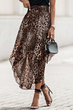 Leopard Print Semi-Sheer Smocked waist Skirt