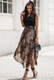 Leopard Print Semi-Sheer Smocked waist Skirt