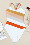 Multicolour Strip One Piece Swimsuit