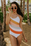 Multicolour Strip One Piece Swimsuit