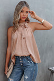 Pink Leopard Print Halter Neck Tie Up Top