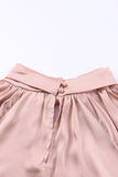 Pink Princess Twist Neck Satin Puff Sleeve Blouse