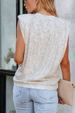 Sequin Tank Top with Padded Shoulders