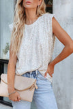 Sequin Tank Top with Padded Shoulders