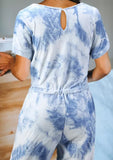 Tie Dye Knit Jumpsuit Blue - Mystique-Online