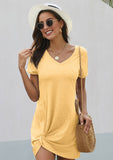 Tie Knot Front Dress Yellow - Mystique-Online