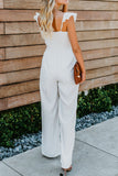 White Stylish Smocked Waist Jumpsuit