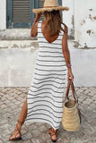 White Stripe Tank Maxi Dress