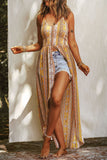 Yellow Floral Sleeveless Boho Maxi Tank